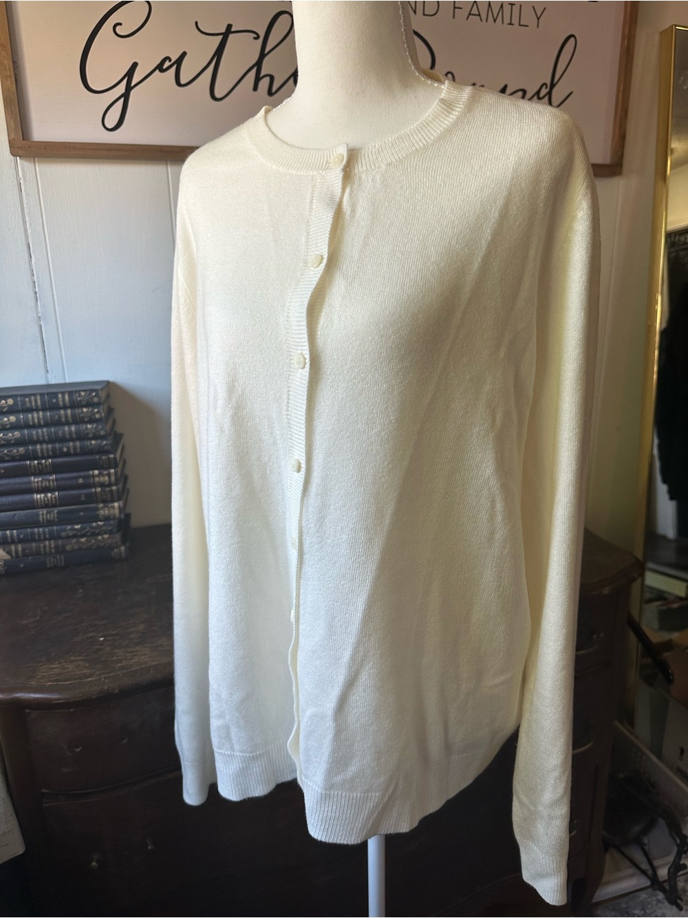 croft & barrow Ivory Crewneck Knit Sweater